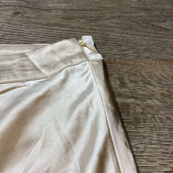 Skies Are Blue Womens Skirt Size 2X Satin Midi Beige Stretchy - Picture 4 of 10